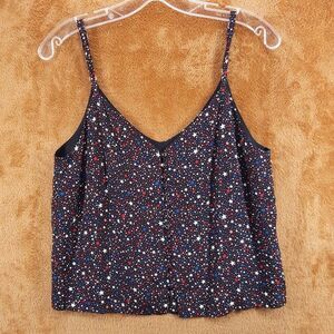 MADEWELL Top Womens Size 4 Black Crop Tank Flowy Star Sky Galaxy